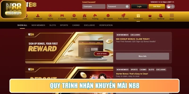 Quy trình nhận khuyến mãi N88 siêu đơn giản